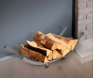 Porte-bûches en métal de couleur noire avec construction durable Parfait pour le stockage et le support en bois au coin du feu à l'intérieur et à l'extérieur - Product Image 2