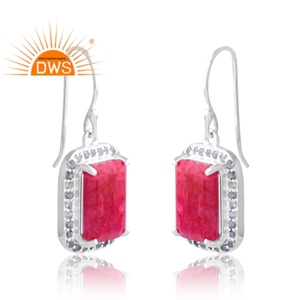 Hot Selling 925 Sterling Silver Natural London Blue Topaz & Ruby Gemstone Drop Earring Custom Jewelry Manufacturer - Product Image 3