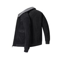 Veste en velours côtelé unisexe Doublure en fibre de bambou 100% coton Motif uni Décontracté Vert olive Manteau d'automne Coupe-vent avant 360g