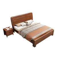 Lit en bois de noyer de taille double king size, fabriqué en Chine, pour chambre à coucher, avec cadre en bois de taille queen size
