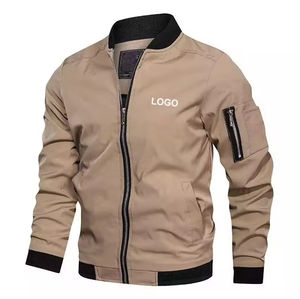 Chaquetas de bombardero de lona de alta calidad para hombre con cuello levantado y mangas completas de secado rápido chaquetas con estampado de logotipo personalizado para hombre - Product Image 4
