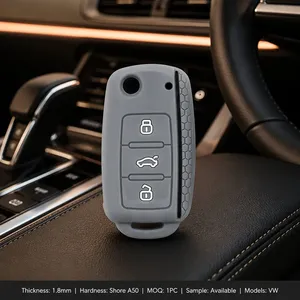 Funda Protectora de Silicona para Llave de Coche, Diseño Panal de Abeja Gris Negro, para Seat Leon MK3 Ibiza Ateca <span class=keywords><strong>Arona</strong></span> Tarraco, Carcasa para Llave Remota de 3 Botones - Product Image 3