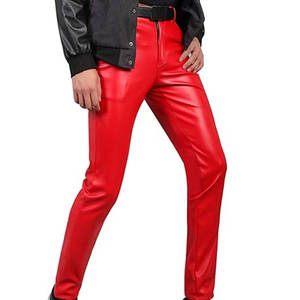 กางเกงหนังแท้ทรงสกินนี่เอวกลาง รุ่นใหม่ล่าสุด สำหรับผู้ชาย สวมใส่สบาย น้ำหนักเบา รับสกรีนโลโก้ - Product Image 1