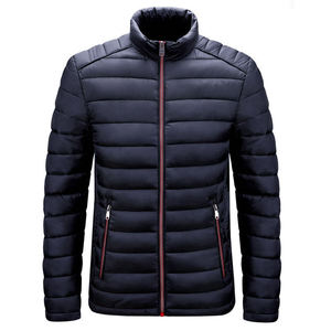 Chaqueta Acolchada Slim Fit para Hombre, Cuello Alto, Cierre de Cremallera, Resistente al Viento, Invierno, Casual, Color Sólido, Relleno de Poliéster, Largo Regular - Product Image 4