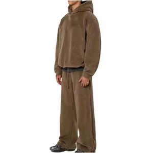 Sudadera con capucha de algodón de felpa francesa personalizada de 500 g/m², sudadera con capucha con apliques personalizados, lavado ácido, capucha de doble capa, sudadera con capucha para hombre con efecto desgastado - Product Image 5