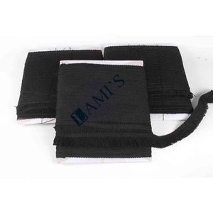 เสื้อคลุมขอบพู่ทำจากวัสดุโพลีเอสเตอร์พร้อมผ้าไหมสีดำสำหรับเสื้อผ้าพู่ลูกปัดทอง - Product Image 1