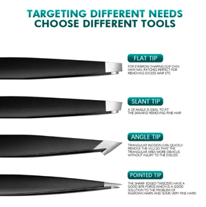 Kit professionnel de pinces à sourcils en acier inoxydable de haute qualité pointe inclinée et pointue avec design incurvé pour une utilisation en beauté - Product Image 3