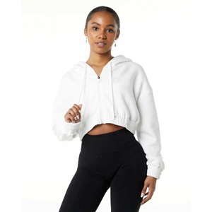 Vente en gros sur mesure Hot manches courtes dame femmes haut fermeture éclair sweats à capuche sweats à capuche respirants tendance - Product Image 1