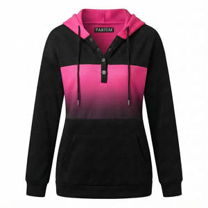 Sweat-shirts à capuche pour femmes, imprimés sur mesure, col Henley, boutonné, poche kangourou, décontractés, manches longues, pull-over, sweat-shirts pour toutes les saisons - Product Image 4