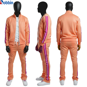 Conjunto Deportivo de Invierno para Hombre, Tendencia Superior, Personalizado, de Algodón, Chaqueta con Cremallera Transpirable y Pantalones Deportivos con Franja Lateral, Dos Piezas - Product Image 1