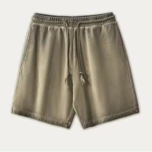 Nouveau short délavé à l'acide pour homme, coupe droite avec cordon de serrage, personnalisable, pour la gym, l'extérieur, en coton ample et décontracté pour l'été - Product Image 2