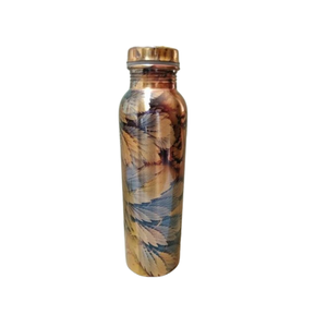 Bouteille en cuivre métallique Finition émaillée Grande bouteille d'eau marketing Conception de feuilles Bienfaits pour la santé Bouteille en cuivre - Product Image 1