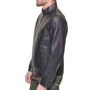 Veste en cuir de motard en PU de qualité supérieure de coupe régulière pour hommes veste en cuir vintage pour hommes à fermeture éclair à la mode - Product Image 4