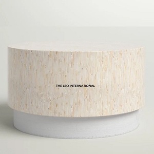 Mesa de centro de nácar hecha a mano MOP de lujo, diseño geométrico redondo en diferentes tamaños con logotipo personalizado, la mejor opción - Product Image 1