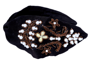 Elegant Versatile <b>Black</b> <b>Velvet</b> Pearl Beaded <b>Headband</b> Luxury Padded Hairband Boutique Accessories Handmade Craftsmanship - Product Image 4