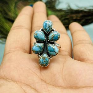 Bague Turquoise Mohave Bague en argent sterling 925 Bague faite à la main Bague de mode Bague de designer Bague de mariage Belle Bague en argent - Product Image 1