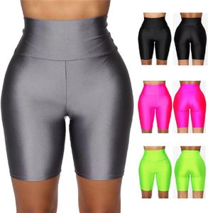 Pantalones cortos deportivos dorados para mujer, ropa de gimnasio activa transpirable, pantalones cortos ligeros para correr, patrón de bolsillos laterales de cintura alta elástica - Product Image 5