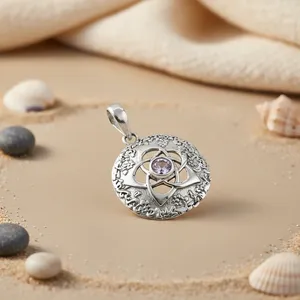 สร้อยคอจี้เงินแท้ 925 ลายเซลติก ชุบโรเดียม รูปทรงเรขาคณิต สีทองขาว ประดับเพชรซิคอน ของขวัญสัญลักษณ์คริสเตียน - Product Image 1