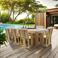 Ensemble de chaises de salle à manger d'extérieur modernes en teck massif de qualité supérieure, confortables, durables, résistantes aux intempéries et aux UV, pour jardin et patio