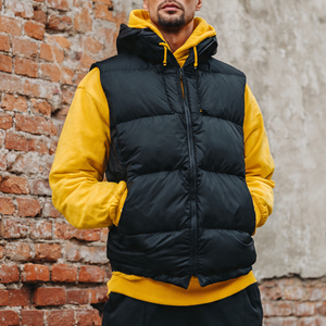 Gilet matelassé streetwear pour homme, veste sans manches à capuche, gilet matelassé rembourré pour homme, gilet matelassé épais pour homme, chaud pour l'hiver - Product Image 3