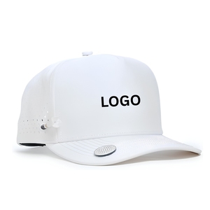Custom Logo Waterproof Performance Golf <b>Cap</b> 5-Panel Perforated Hat With Integrated Tee Holder & Magnetic Brim Snapback Closure - Product Image 3