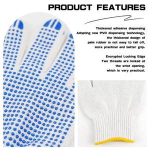 Guantes DE SEGURIDAD anticorte hechos en Pakistán, cuero de poliéster de algodón PVC punteado de un solo lado para trabajos de construcción y cuidado de las manos - Product Image 2