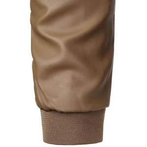 Veste en cuir pour motocycliste homme à capuche col montant lacets latéraux style décontracté hiver noir toile coupe-vent respirante fermeture éclair - Product Image 4