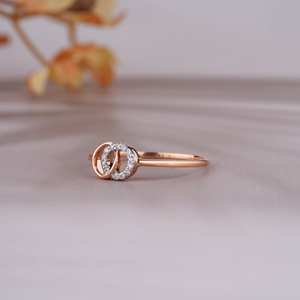 Fantástico anillo de doble círculo abierto para mujer, anillo de lujo con diamantes naturales para fiesta, anillo de oro amarillo de 14 quilates, hermoso anillo circular, joyería - Product Image 2