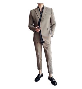 Costume 2 pièces style bureau pour hommes, ensemble pantalon blazer coupe ajustée pour mariage 2026 - Product Image 1