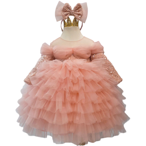 Múltiples Opciones de Color para Vestidos en Capas para Niñas con Tela de Malla Suave Adornada con Lentejuelas, Moda Infantil ODM/OEM - Product Image 1