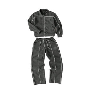 Survêtement d'entraînement d'hiver pour hommes, imprimé uni, séchage rapide, respirant, tissu 100% polyester, léger, design sportif personnalisable - Product Image 1