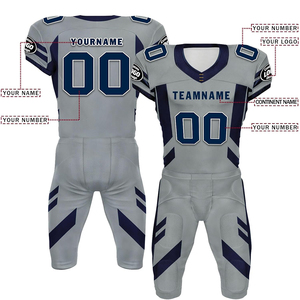 Service OEM, ensembles d'uniformes de football américain respirants, légers, à séchage rapide, antibactériens, anti-UV, personnalisables, couleur grise, taille plus - Product Image 2