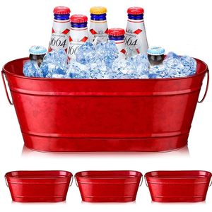 Cuvette à boissons galvanisée vintage pour fêtes Seau à glace en acier inoxydable pour les fêtes Seau à boissons - Product Image 4