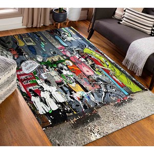 Tapis Graffiti Banksy : Art Abstrait, Décoration Intérieure Adaptée aux Animaux, Tapis Doux à Poils Longs - Product Image 5