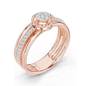 Anillo Halo con Diamante de Laboratorio Redondo Brillante de 0.19 CT para Mujer, Claridad VVS-VS EF, Oro de 18K, 14K, 10K y Plata 925, Moissanita - Product Image 4