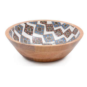 Modern Theme <b>Enamel</b> Printed Wooden Serving <b>Bowls</b> Indoor Kitchenware Design Salad <b>Bowls</b> With Polished and Custom Design Available - Product Image 1