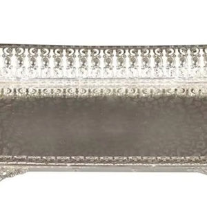 Plateau en métal fantaisie de designer en forme de rectangle argenté allemand avec support s pour les deux côtés plateau décoratif - Product Image 1