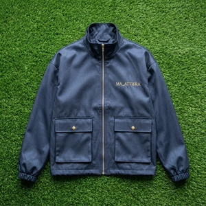 <b>Men</b> Navy Blue <b>Utility</b> Bomber <b>Jacket</b> Full Zip Stand Collar Windbreaker Multi Pocket Casual Outdoor Workwear <b>Jacket</b> - Product Image 5