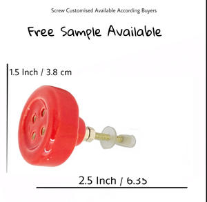 Porte de tiroir d'armoire en laiton avec bouton rouge moderne en résine et corne d'os avec boutons en céramique et poignée de traction pour armoire et commode de cuisine - Product Image 3