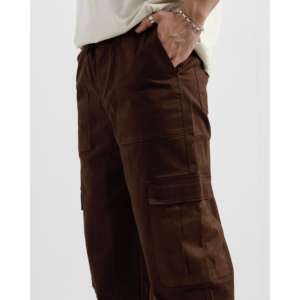 Pantalon cargo 100% coton marron, logo personnalisable, style camouflage, pantalon tactique léger, taille XL 6XL, coupe droite, fermetures éclair - Product Image 1
