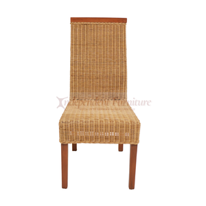 Silla de comedor de ratán natural tejido al por mayor con patas de madera maciza de mango, respaldo alto, muebles de mimbre para interiores para el hogar y restaurantes - Product Image 3