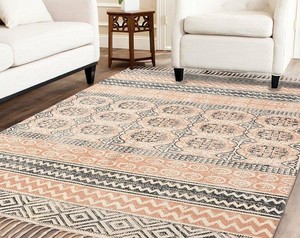 Rajasthan Traditional Durries Kilim Bamboo Fiber Rugs Multi-Color Indian Square Striped Home Hallway <b>Cars</b> Hotels Offices - Product Image 3