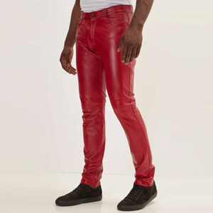 กางเกงขายาวหนังทรงเข้ารูปสำหรับผู้ชาย สวมใส่สบาย กันยับ กันน้ำ เอวยางยืด สีดำ - Product Image 2