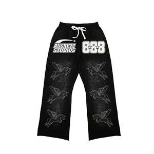 Pantalon de jogging tactique pour homme, taille haute, en molleton de coton délavé, uni, anti-plis, pantalon de survêtement, OEM - Product Image 5