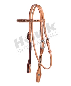 Calidad superior Diseño occidental Cuero Equitación Headstall Buck Stitch Tooling Headcollar Precio competitivo - Product Image 2