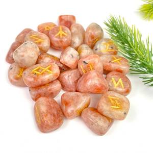 Sunstone Rune thiết lập khắc đá quý Rune đá thiết lập tinh thể Rune thiết lập với Pouch đánh bóng Tình Yêu cho bói toán chữa bệnh và <span class=keywords><strong>Reiki</strong></span> - Product Image 3