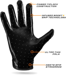 Service OEM Gants de football américain Paume collante Haute qualité Nouveauté Gants de football rembourrés pour joueurs de ligne Vente en gros - Product Image 3
