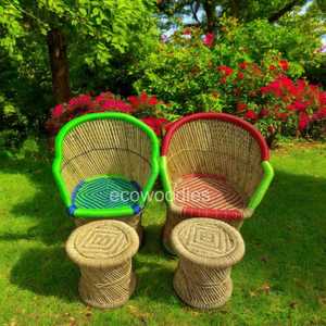 Sarkanda ชุดเชือกไม้ไผ่งานแฮนด์เมดในร่มสวนกลางแจ้งลานสวนลานเก้าอี้ฝังกระดูกแบบทันสมัยหมุนได้สำหรับโรงเรียนสวนวิลล่า - Product Image 3