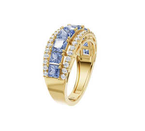 Bague élégante en or 14 carats avec diamant de laboratoire bleu nuit pour femme, cadeau de fiançailles, de mariage ou d'anniversaire - Product Image 2