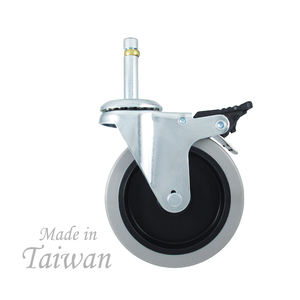 CCE Caster 100mm Stem Locking Pedal PVC Flat Caster Wheels - Product Image 6